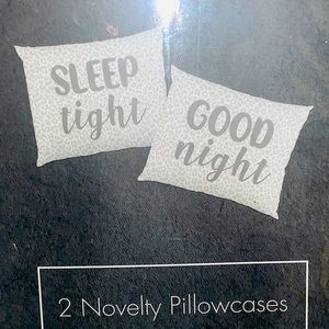 Two Pillow Cases Sleep Tight Good Night Bedding Decor White Grey Cheetah